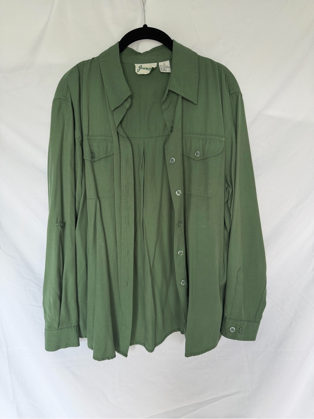 Vintage Military-Style Green Button-Up Shirt